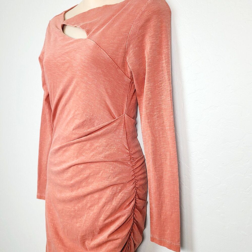 Sundry Draped Cutout Midi Dress In Pigmant Tandoori 1 (S) Orange Knit Midi - Picture 4 of 10
